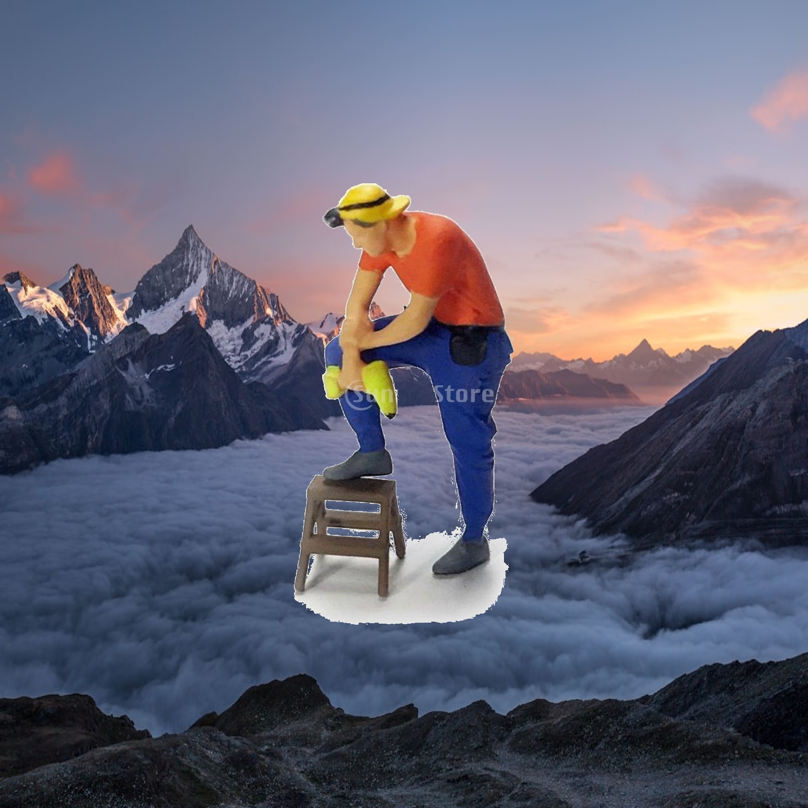 Resin Craft Workshop - Handgefertigte Harz-Reparaturmann-Figur mit Bohrer im Maßstab