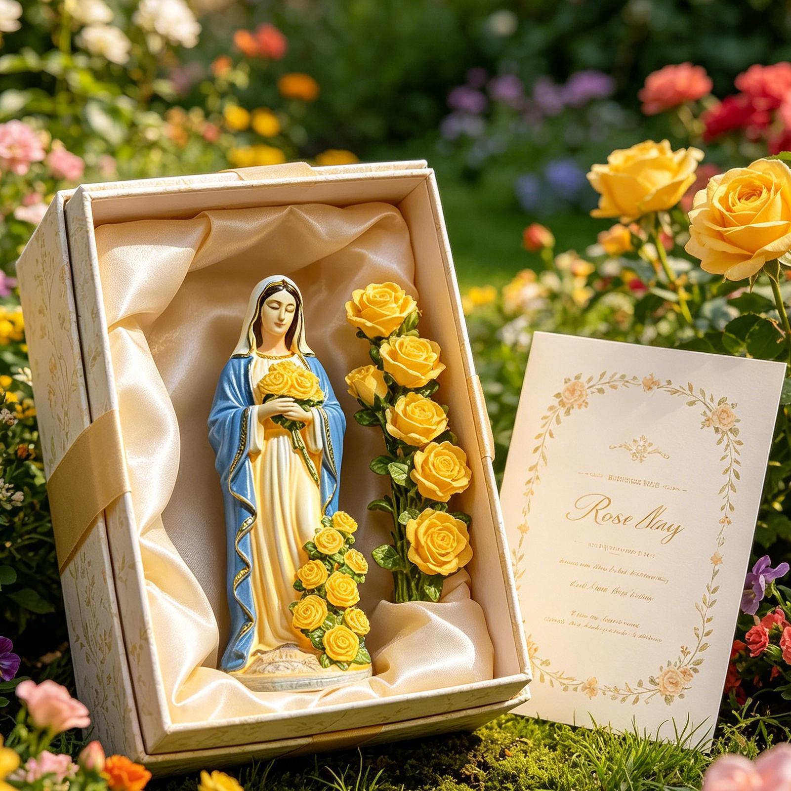 Crafting Resin - Solar-Statue der Jungfrau Maria, Gartendekoration, Solar-Harzfigur,