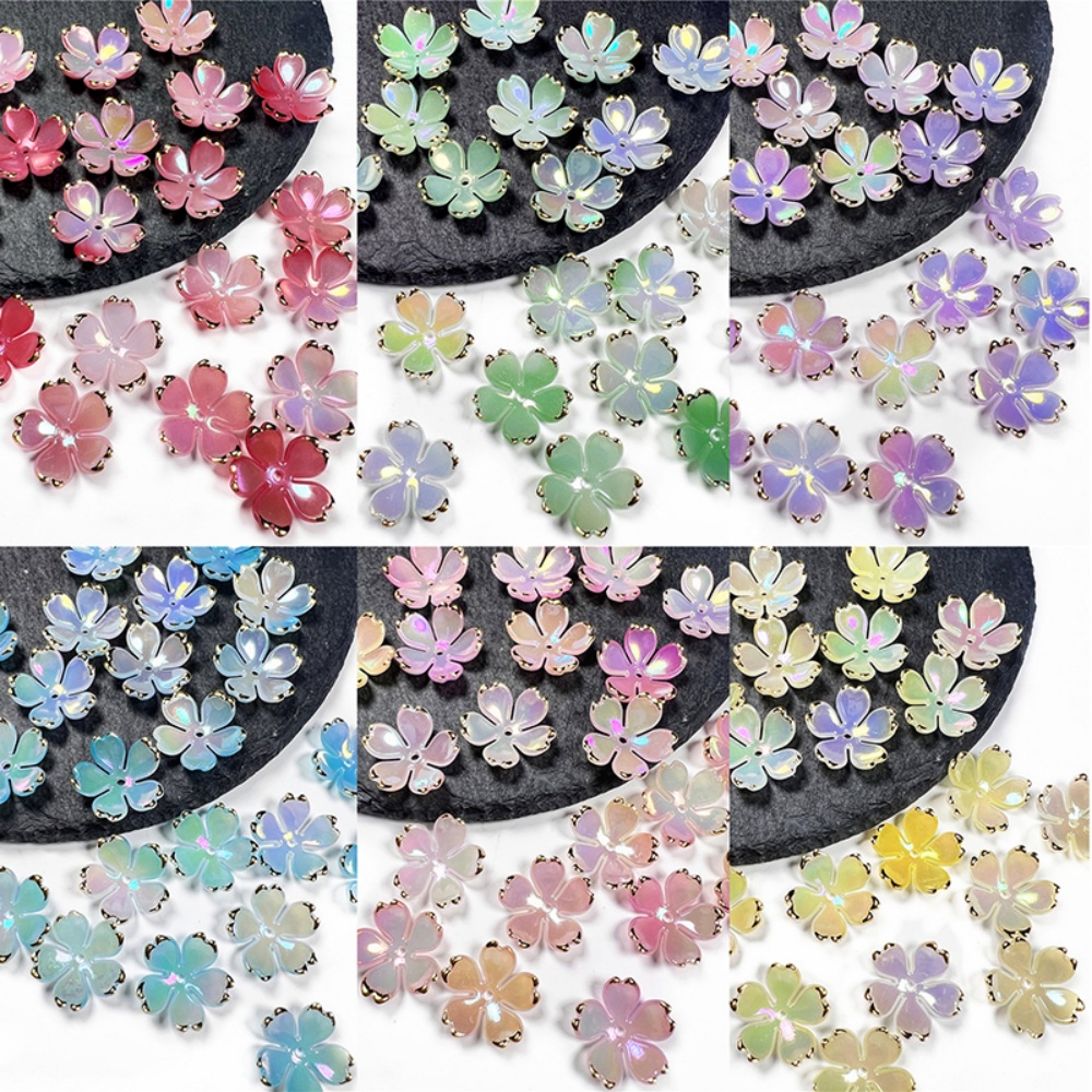 Flower Preservation Resin - 50 Stück/Set 19mm Acryl-Kirschblüten-Perlen Blütenblätter Anhänger