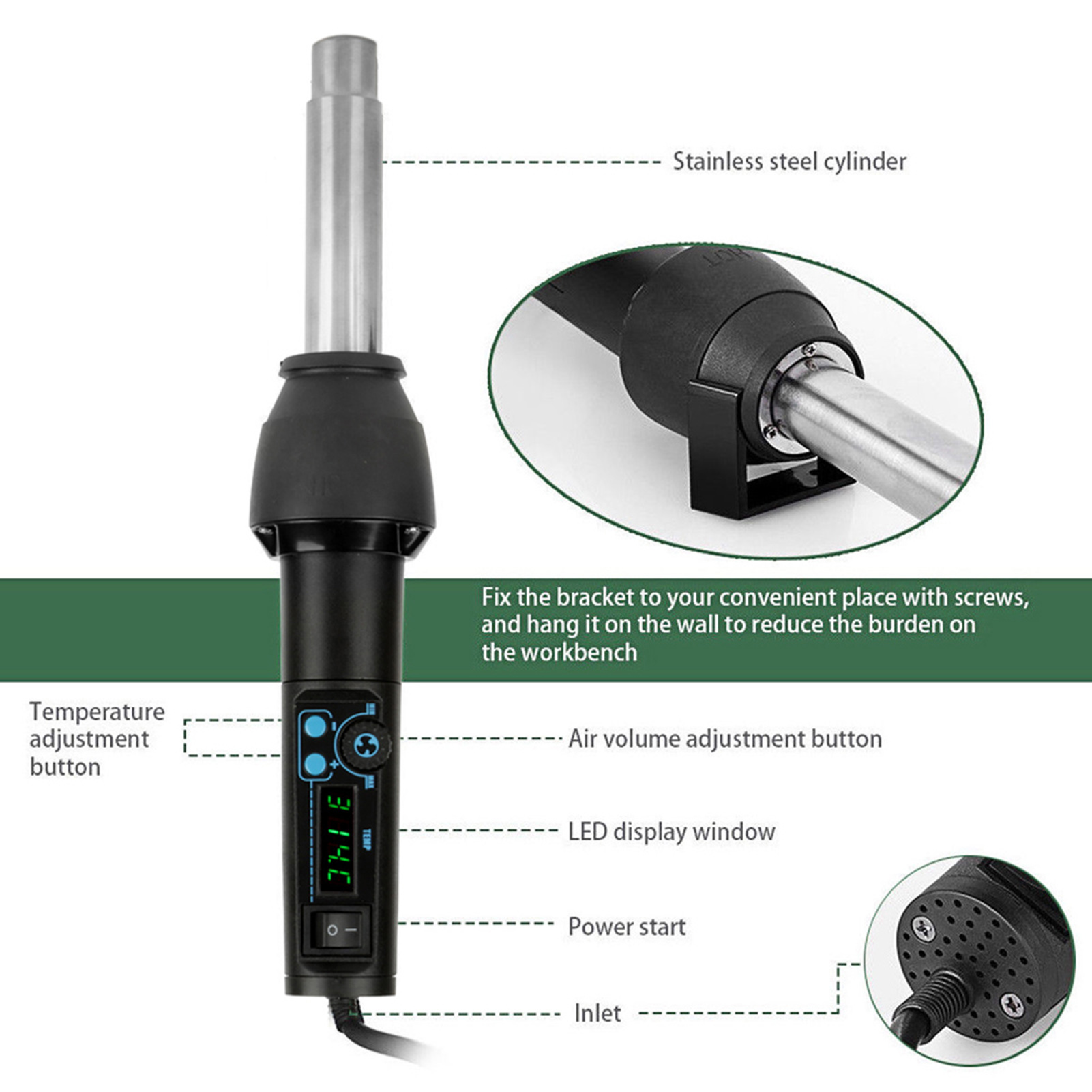 8858-I / 650W LED Digitalanzei – Heat Gun Small Bewertung und Preis