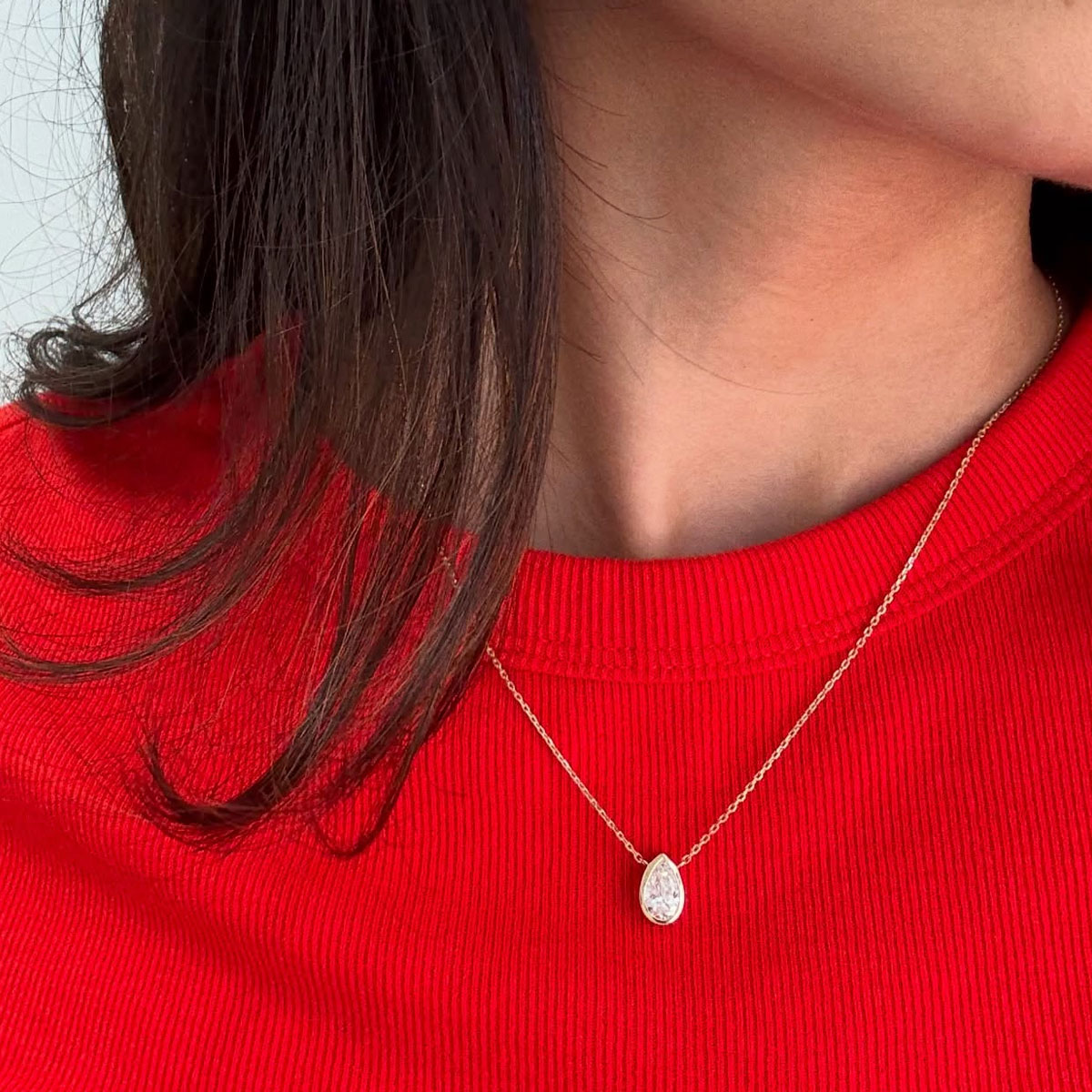 1-4 Karat Birnenschliff Moissa – Bezels Set Pendant Bewertung und Preis